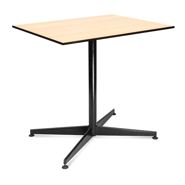 Black 4-leg wide table base with cross-style top plate, designed for commercial hospitality use in dining areas, cafés, bistros, and restaurants. Offers stable support for square or round tabletops.