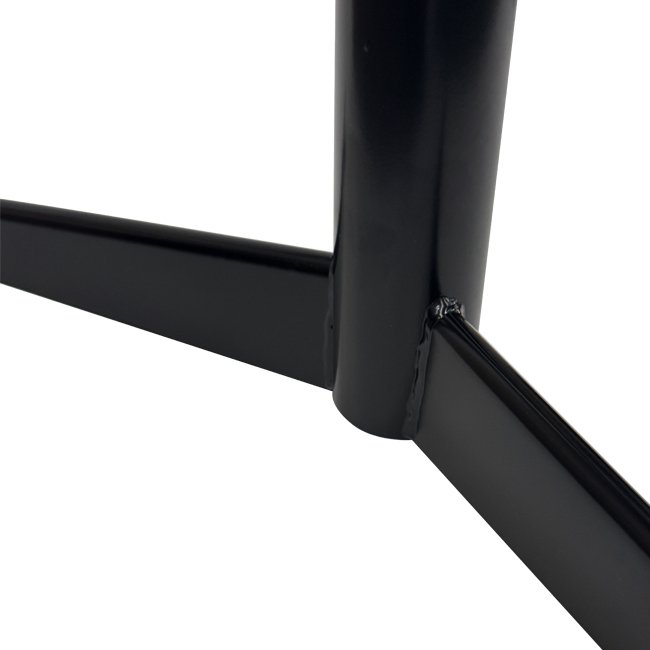 Black 4-leg wide table base with cross-style top plate, designed for commercial hospitality use in dining areas, cafés, bistros, and restaurants. Offers stable support for square or round tabletops.