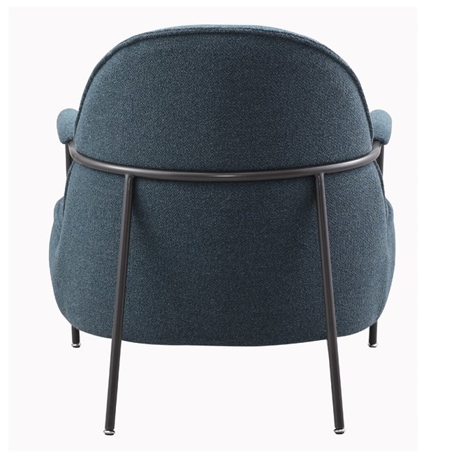 Modern blue lounge chair with curved backrest, textured upholstery, and cushioned metal armrests – a durable, commercial-grade seating solution ideal for commercial venues including hotels, pubs, gaming rooms, hospitality lounges, waiting areas, lobbies or reception areas