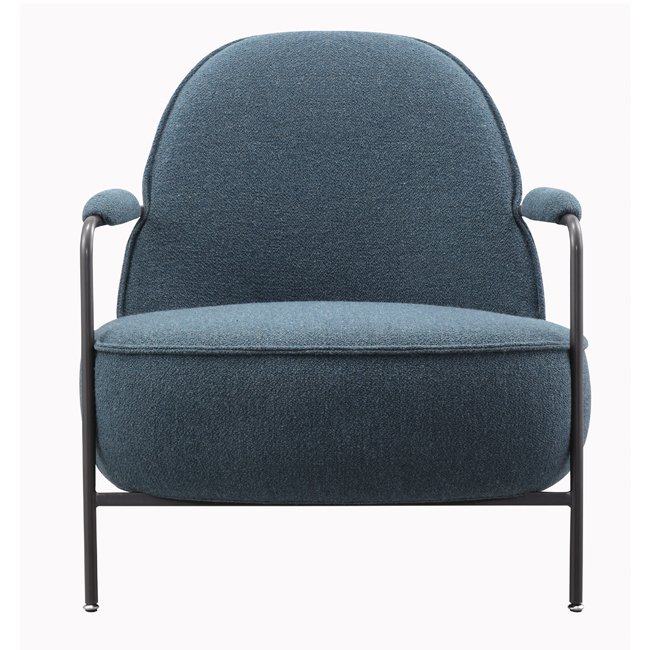 Modern blue lounge chair with curved backrest, textured upholstery, and cushioned metal armrests – a durable, commercial-grade seating solution ideal for commercial venues including hotels, pubs, gaming rooms, hospitality lounges, waiting areas, lobbies or reception areas